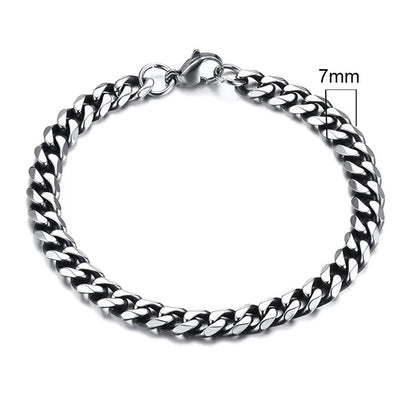 Vnox 3-11mm Chunky Miami Curb Chain Bracelet for Men, Stainless Steel Cuban Link Chain Wristband Classic Punk Heavy Male Jewelry Blue Wolf Store 7mm Vintage Silver 23cm 
