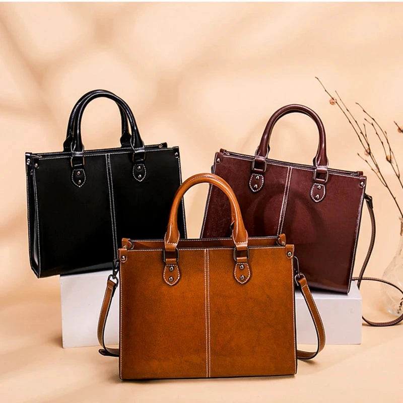 Women Handbag Cross body Shoulder Tote Bag Genuine Leather Shopping Fashion Office Female Real Cowhide Messenger Top Handle Bags Blue Wolf Store 