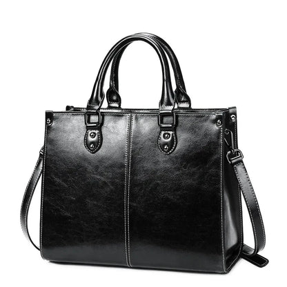 Women Handbag Cross body Shoulder Tote Bag Genuine Leather Shopping Fashion Office Female Real Cowhide Messenger Top Handle Bags Blue Wolf Store Black 