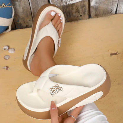 Women Platform Slippers 2024 Summer New Outdoor Beach Sandals Comfortable Shallow Fashion Flip Flops Lightweight Slides Women Blue Wolf Store 