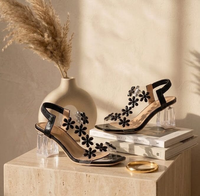 Women's Flower Rhinestone Block Heel Sandals Women's Flower Rhinestone Block Heel Sandals Blue Wolf Store 