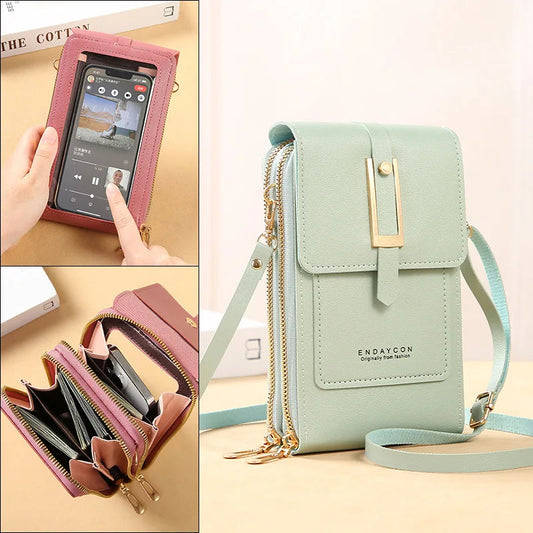 Women's Leather Cell Phone Bag Blue Wolf Store Light Green
