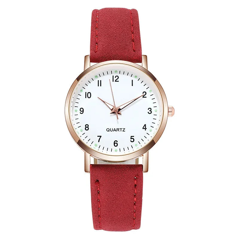 Women's Luminous Classic Watch with Leather Strap Women's Luminous Classic Watch with Leather Strap Blue Wolf Store Red 