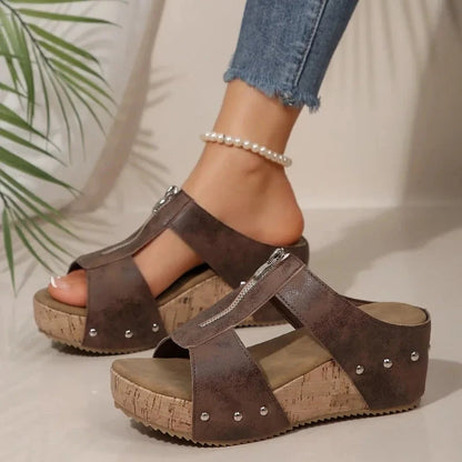 Women's Slippers Summer Peep Toe Wedges Slippers Retro Casual Roman Sandals for Women Designer Platform Sandals Pantuflas Mujer Blue Wolf Store 