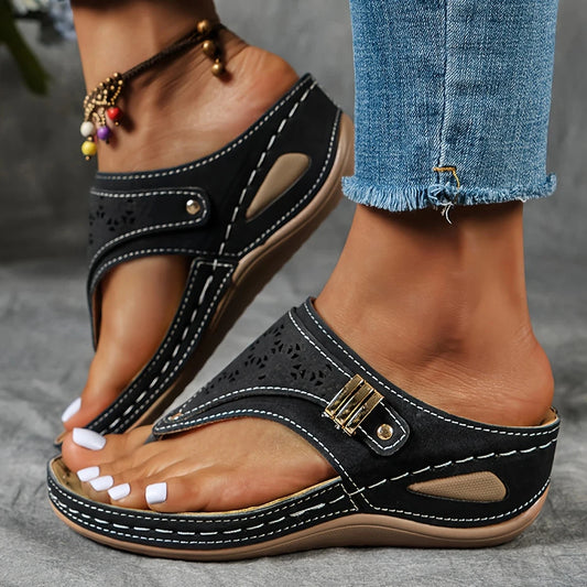 Women's Summer Wedge Heel Sandal Women's Summer Wedge Heel Sandal Blue Wolf Store Black US 6 / UK 3.5 / EU 36 Couro PU