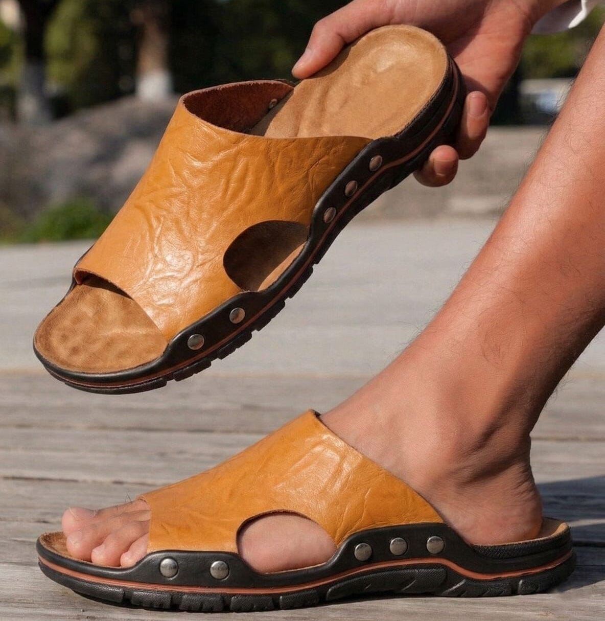 ZYNTRA - Breathable Leather Sandal ZYNTRA - Breathable Leather Sandal Blue Wolf Store 