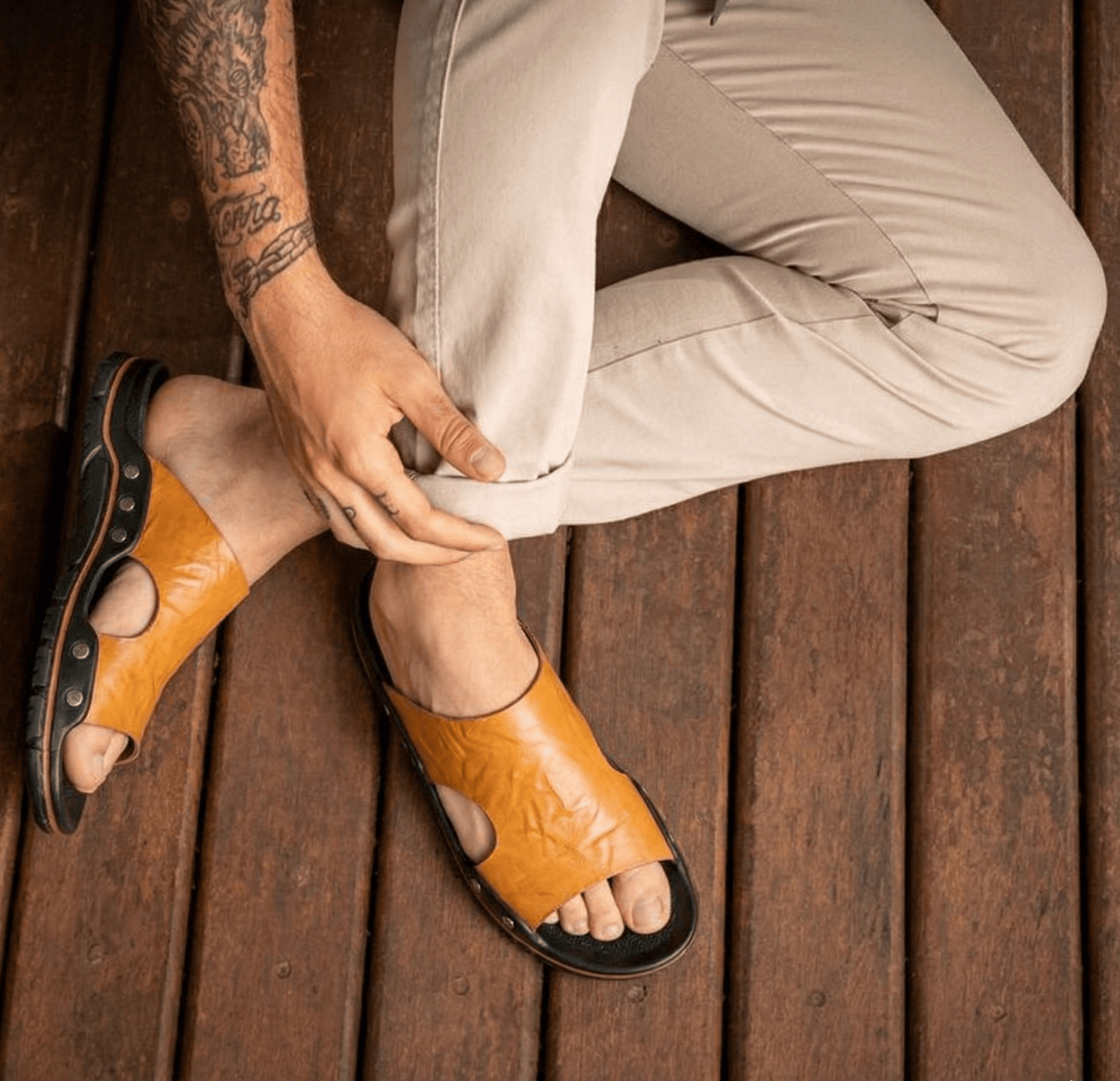 ZYNTRA - Breathable Leather Sandal ZYNTRA - Breathable Leather Sandal Blue Wolf Store 